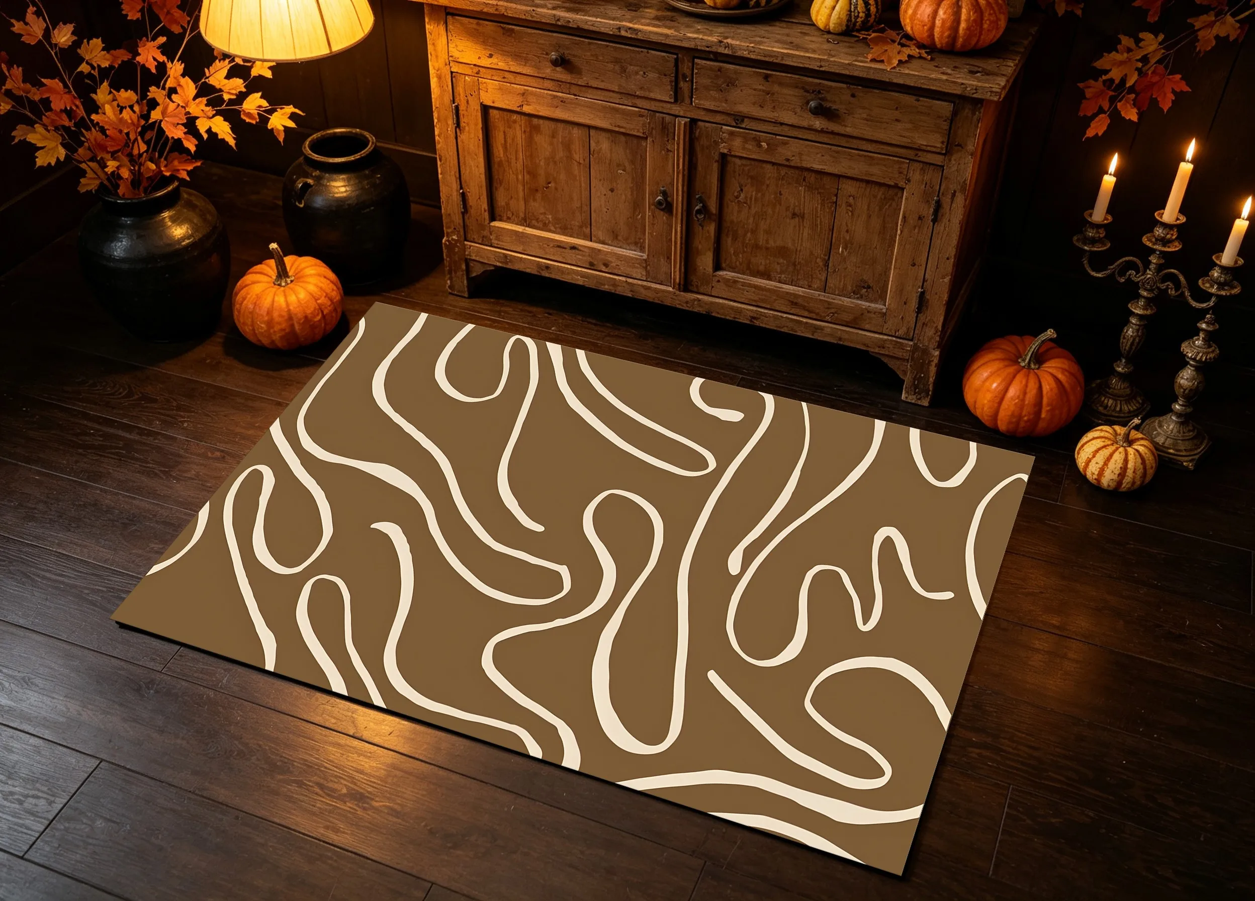 2D Large Rug Coffee Base Off White Irregular Streamlined Pattern Minimalist Vintage Living Room Bedroom Carpet