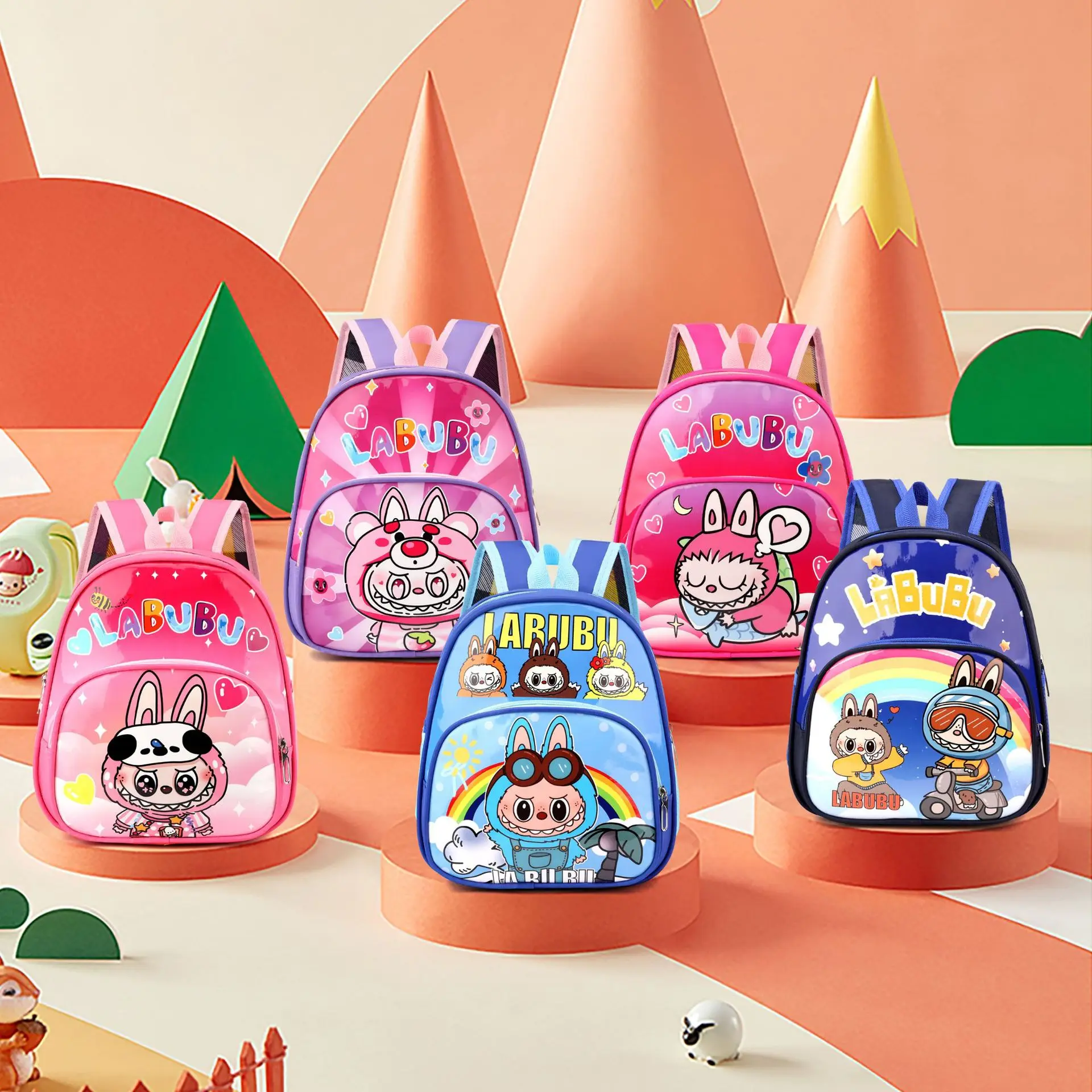 

Labubu kindergarten mini schoolbag cartoon boy girl backpack handbag super light shoulder bag for children