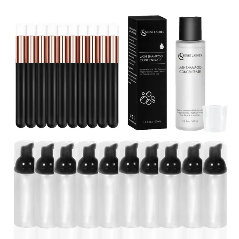 SENSE LASHES Lash Shampoo Concentrate Kit Eyelid Deep Clean Cleanser For Makeup Tools Mascara Remover Glue Salon Home Use