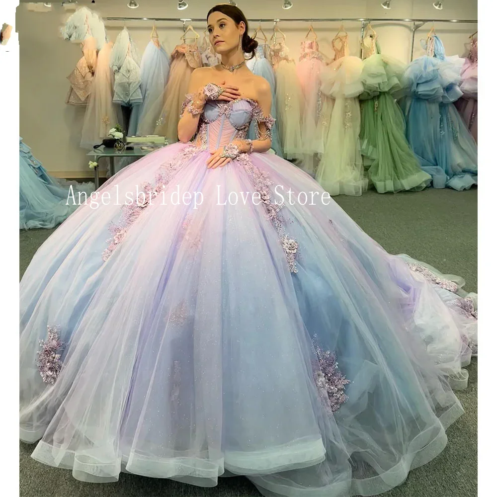 

Angelsbridep Light Purple Ball Gown Quinceanera Dresses For Special Events With Appliques Beading Princess Birthday Party Dress