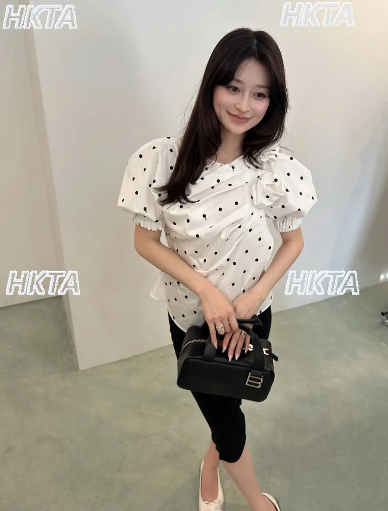 Original Japanese Style Summer New Polka Dot Puff Sleeve Pure Cotton Shirt 3d Tailoring Pleated Floral Design White Blouse Women