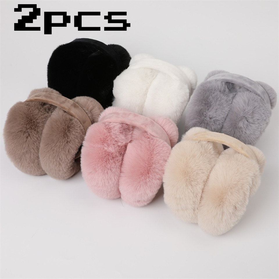 2-piece Women's Warm Ear Muffs: Winter Fleece-Ear Protectors, Foldable Anti-Cold Ear Covers