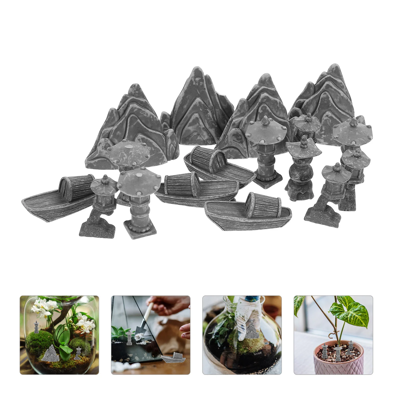 

1Set Miniature Rockery Landscape Decor Resin Garden Ornament Micro Landscape Decoration Rustic Greenery Rockery Mini Fairy