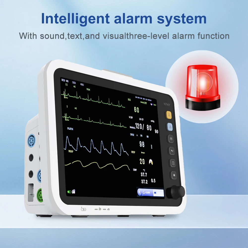 Resoxy Patient Vital Signs Monitor 12.1 Inch screen Human Use 6 Parameters Medical Patient Monitor ECG NIBP TEMP RESP SPO2 PR