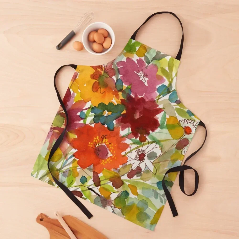 

Bright floral watercolor Apron All For Kitchen And Home painting Household Items Apron