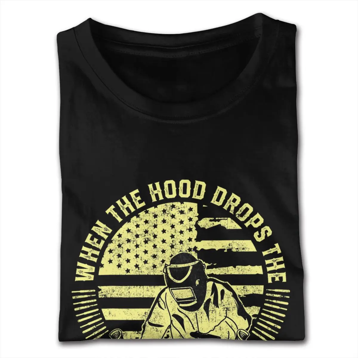 Short Sleeves Crew Neck Cotton When The Hood Drops Bullshit Stops Vintage Welding TeeShirts Printing Men's S Tee Shirt