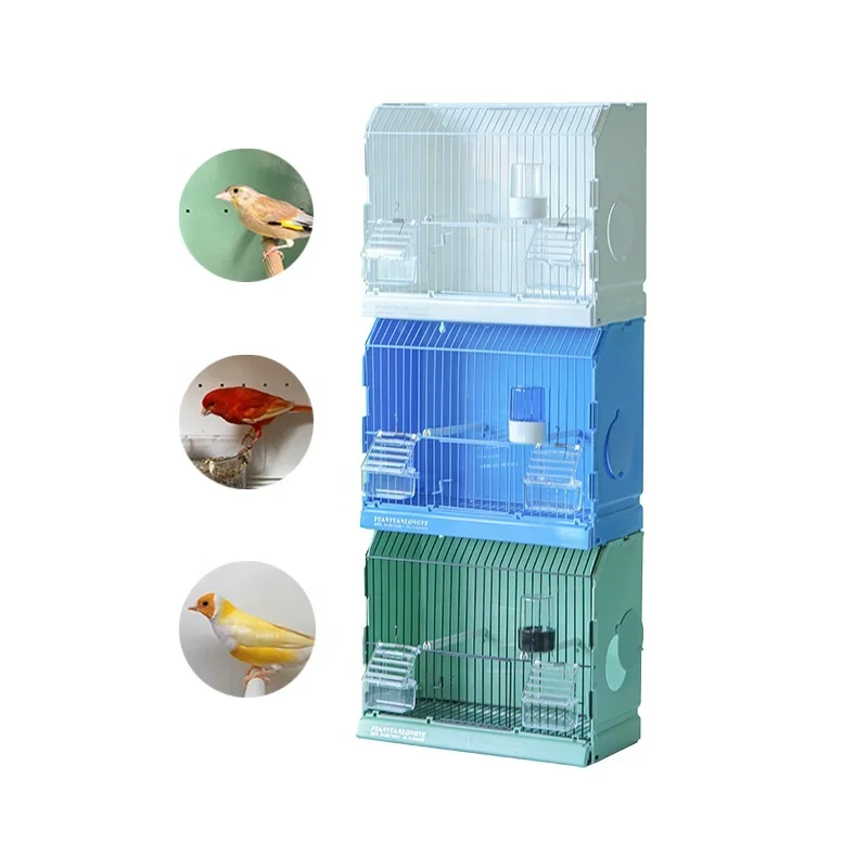 

Exquisite Handmade Elegant Canary Parrot Breeding Cage Mini Display Bird Cages Mild Steel PP Love Birdcage White Green Blue