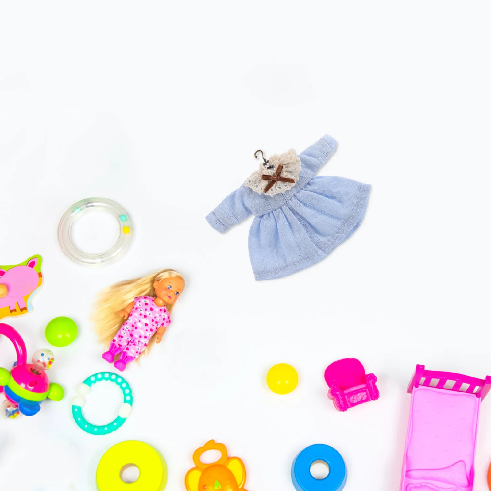 

Elegant Vintage Lace-Neck Dress for Ob11 Dollhouse Decoration Photography Props Versatile Usage Ob11 Clothes