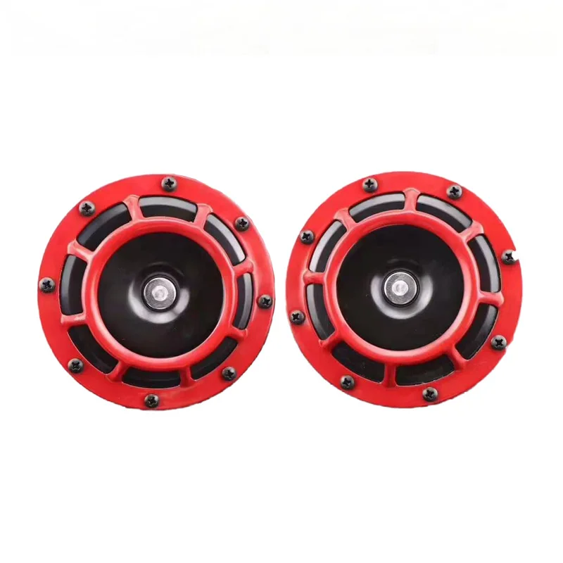 Car modified universal basin honk horn high and low 12V waterproof super loud personality tide red ring horn