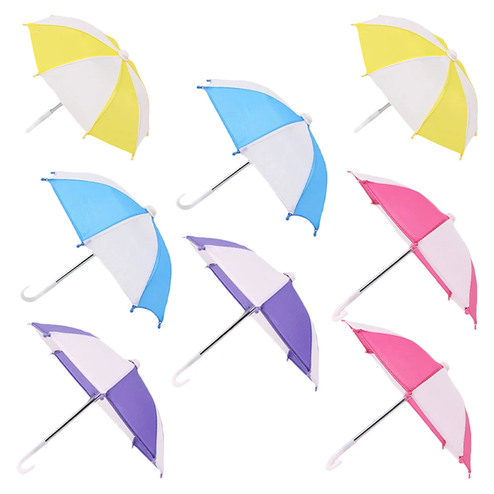 

8 Pcs House Umbrella Girls Toys Colorful Umbrellas for Decoration Desktop Miniature Plastic Tiny Sunny Rainy