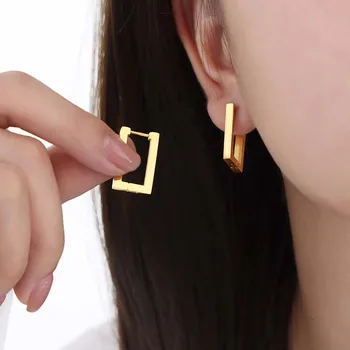 Fashion Metal Square Geometric Earrings For Women Rectangular Gold Color Metal Earrings 2023 New Trendy Jewelry Gifts