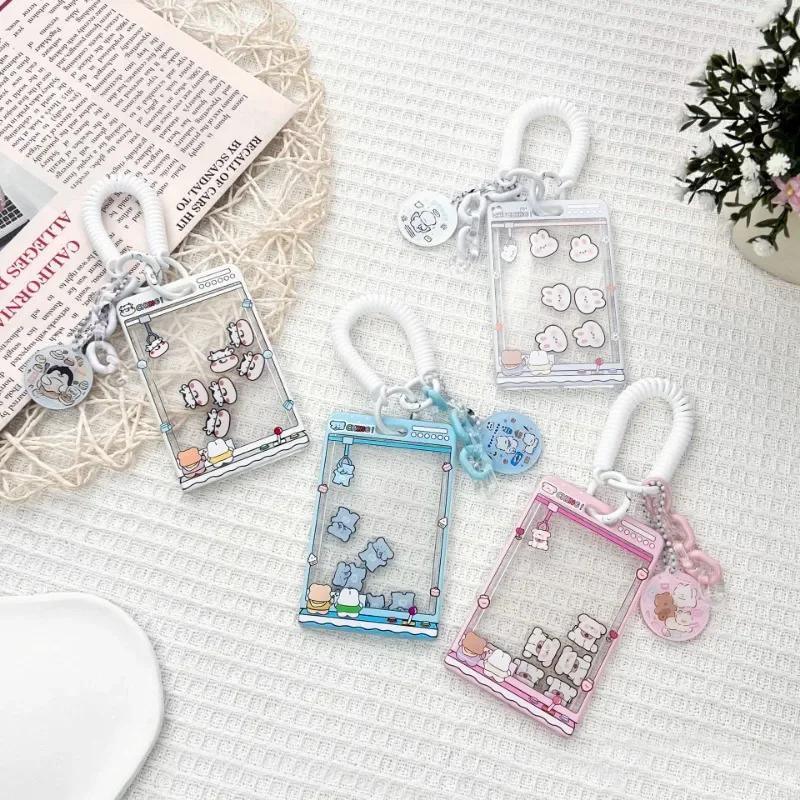 INS Acrylic Photocard Keychain Cute Idol Photo Card Sleeve Student ID Badge Holder Bag Pendant Decoration