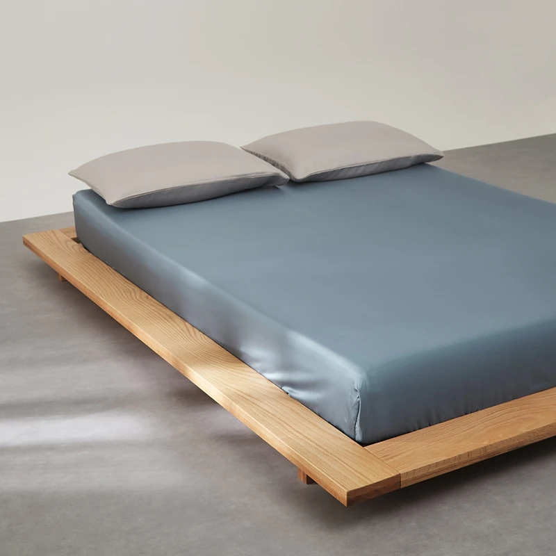 3pcs Fitted Sheet Set Blue Lyocell Mattress Cover+Pillowcase For Single Double Silky Summer Cooling Home Bedding Full Queen King