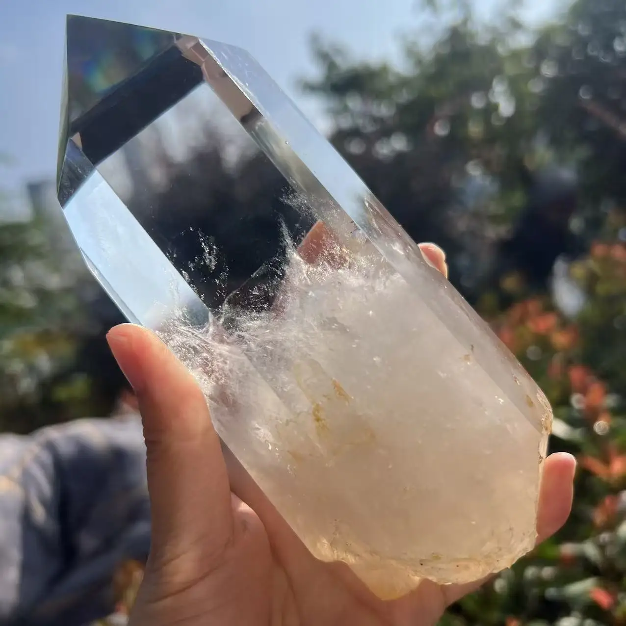 Natural White Quartz Hand Carved Crystal Tower Wand Reiki Healing