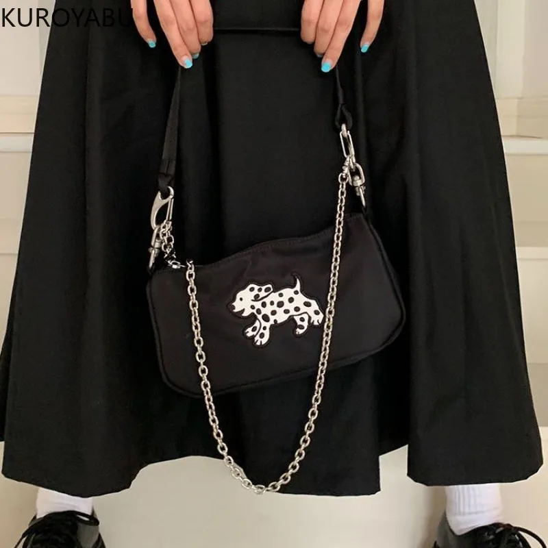 

Casual Nylon Cloth Women Shoulder Hobos Bags Dog Print Fashion Chain Ladies Crossbody Bag Simple Design Female Tote Handbags