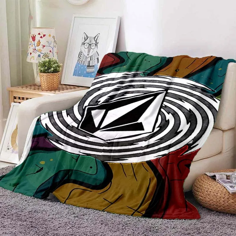 Fashion V-VOLCOM LOGO Print Flannel Blanket Ultra Soft Warm Throw For Bedroom Living Room Indoor Home Decor Holiday Travel Gift