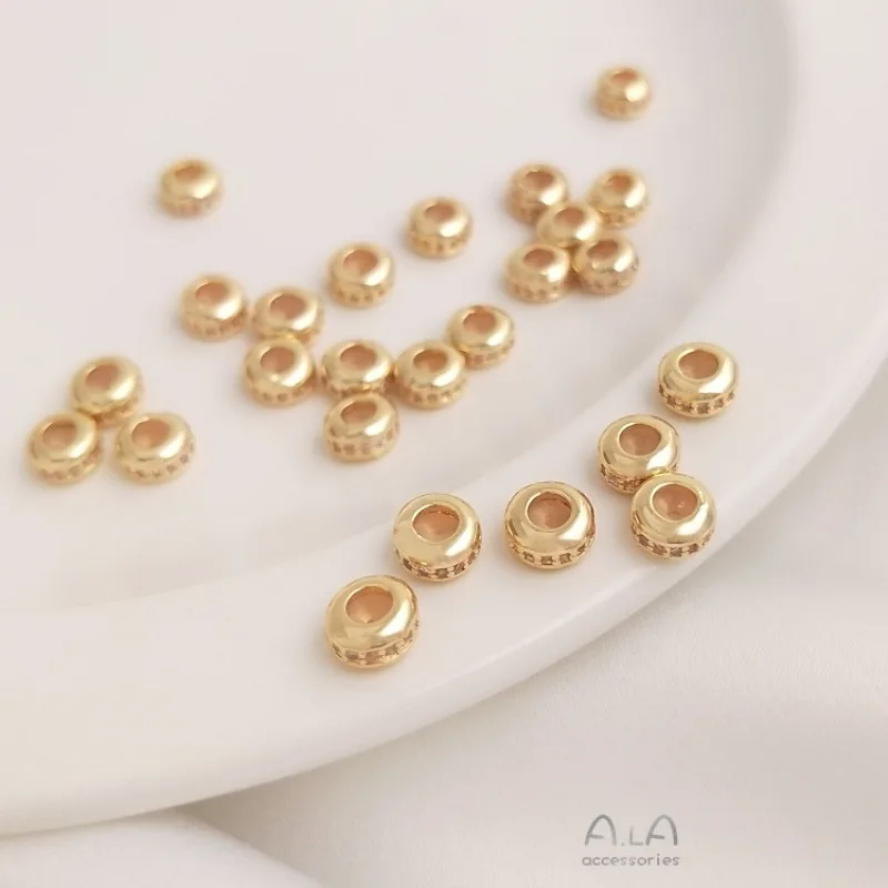 14K Gold Color Zircon Inlaid Silicone Adjustment Bead Positioning Spacer DIY Jewelry Accessory