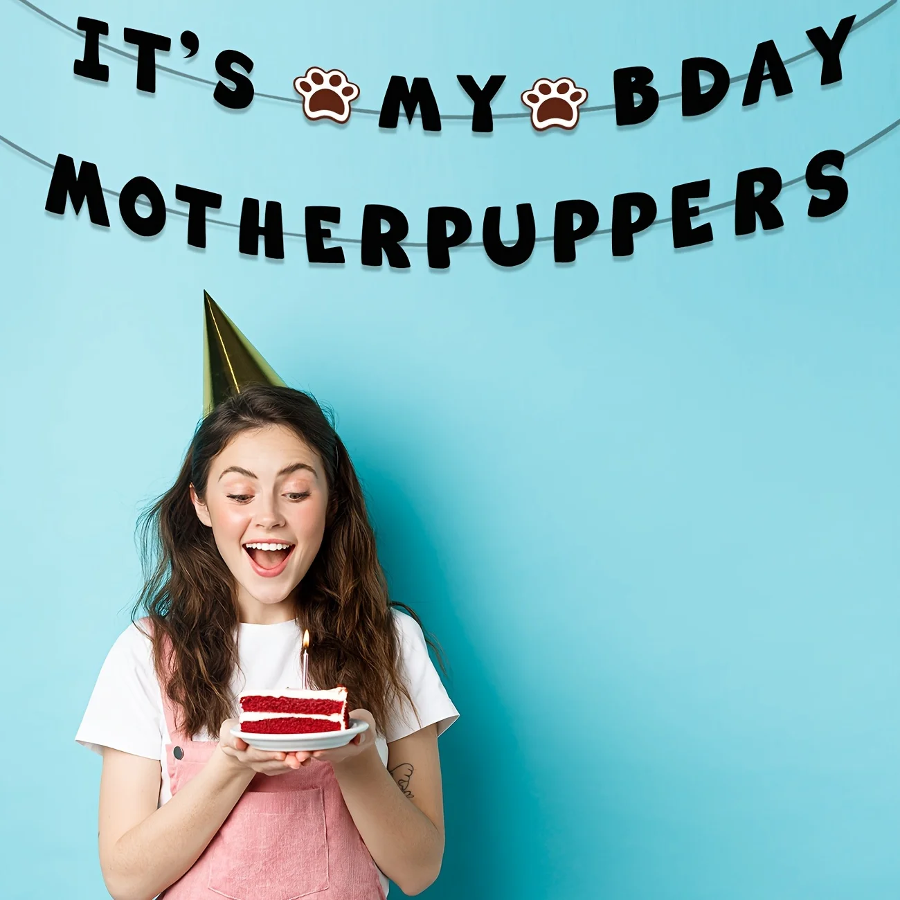 It\'s My Baby Motherpuppers, Funny Dog Birthday Banner, Dog Paw Party Bunting Sign, Puppy Dog Pennant Decor Black Happy Birthday