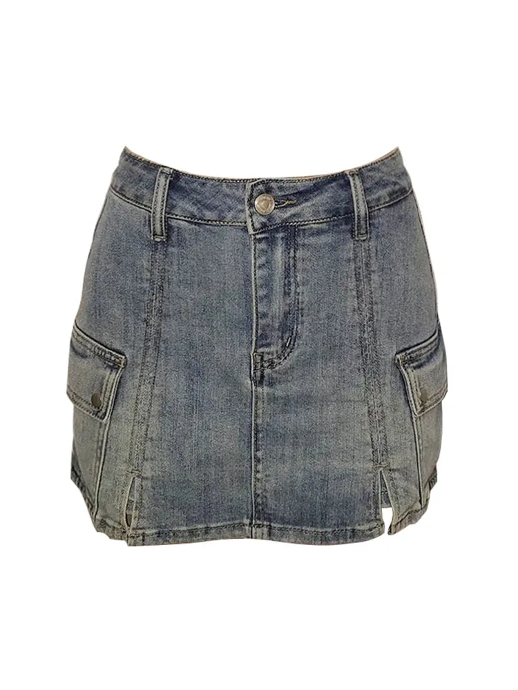 

High Quality Washed Blue Wrap Hip Skirt Women's Cozy Classical Denim High Waist Slim Short A-Line Skirt Gyaru Spring Summer 2024