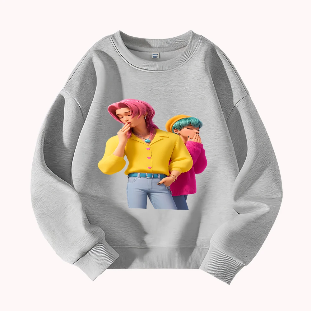 Cartoon karakter print ronde hals sweatshirt voor dames heren casual losse pasvorm lange mouw trui mode streetwear