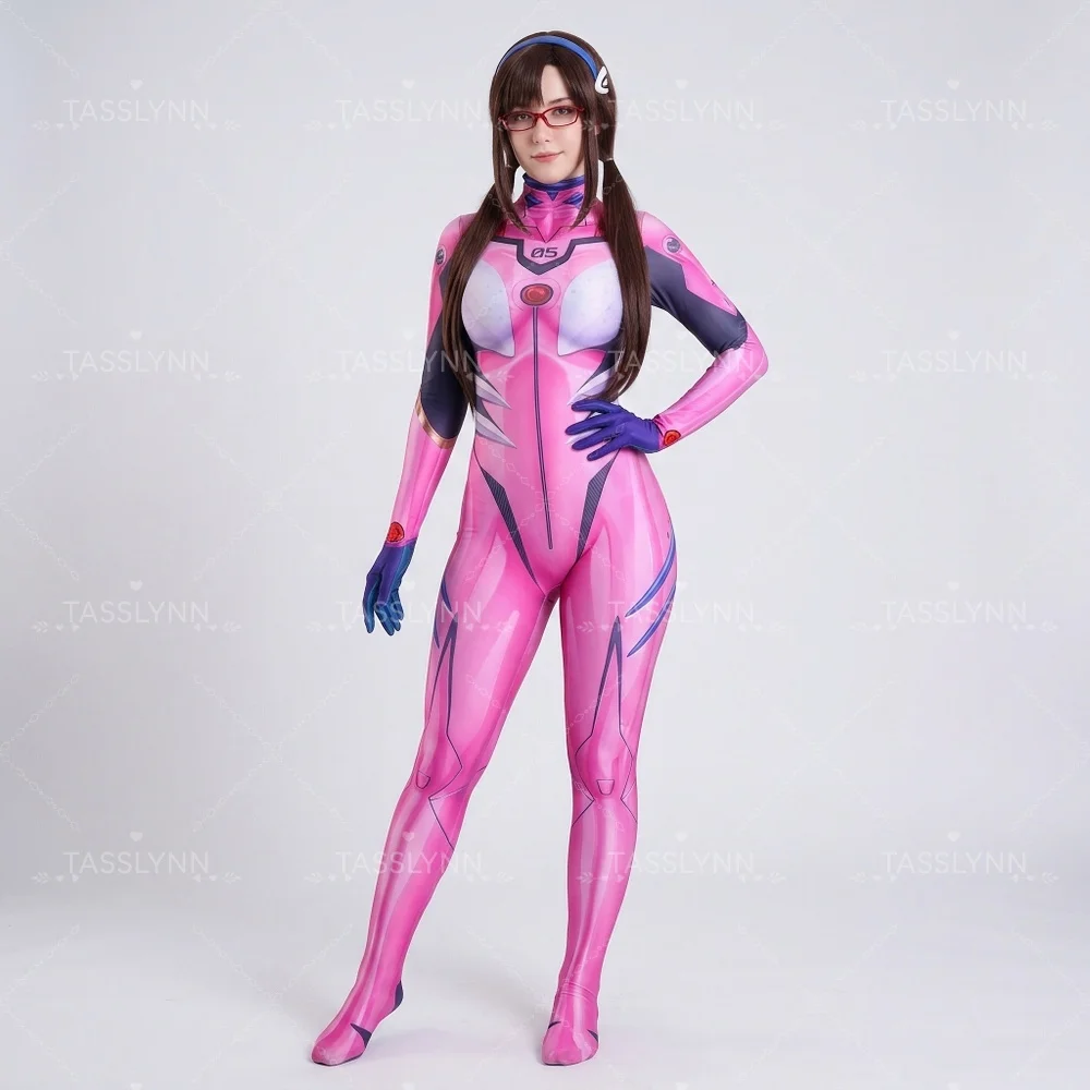 Mari Makinami Cosplay Zentai Full Bodysuit 3D Print Integrated Gloves Ayanami Rei Costume For Comic Con Studio Shooting view 4