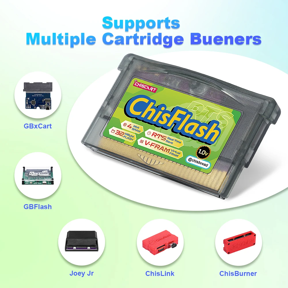 Chiscart ChisFlash 1.0V Virtual FRAM Real-time Save Flash Cartridge Compatible NDS NDSL GBA GBASP GBM GB Player Consoles