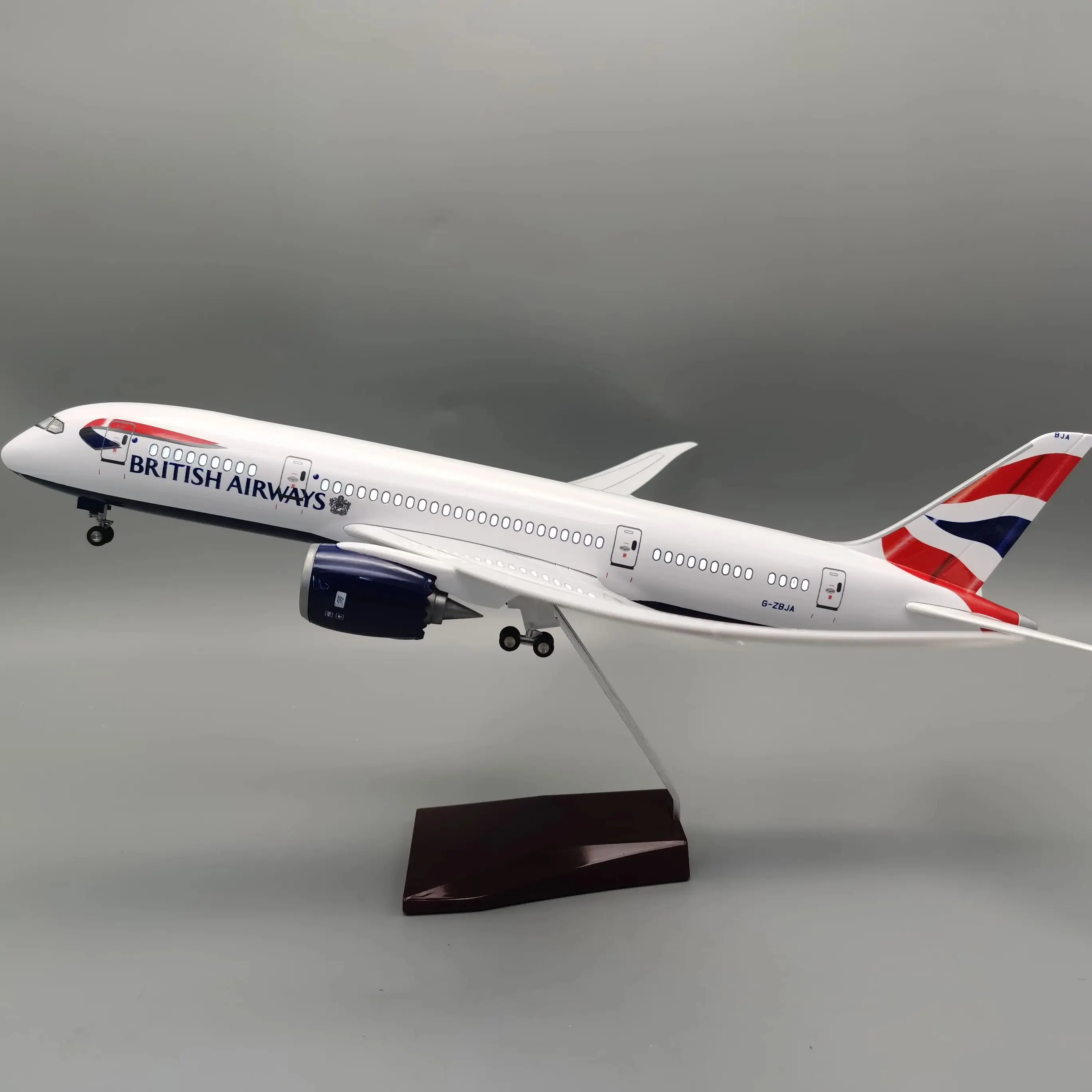 47cm aircraft model B787 British Airways Airbus 787 aircraft model kit decorated with LED lights (touch or sound control) for De