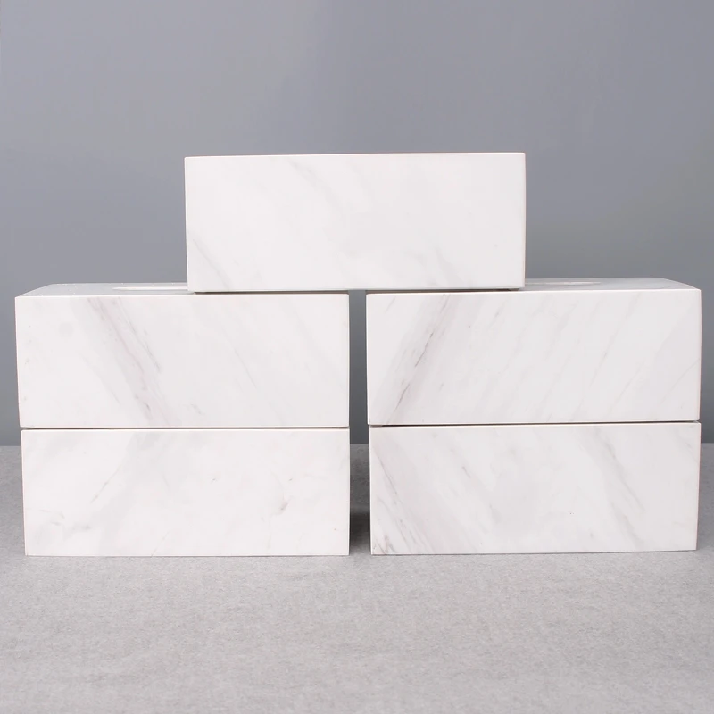 Wholesale Customized Factory Outlet 20x12x10CM Cuboid Natural Marble Stone Medium Tissue Box Storage Organization Case