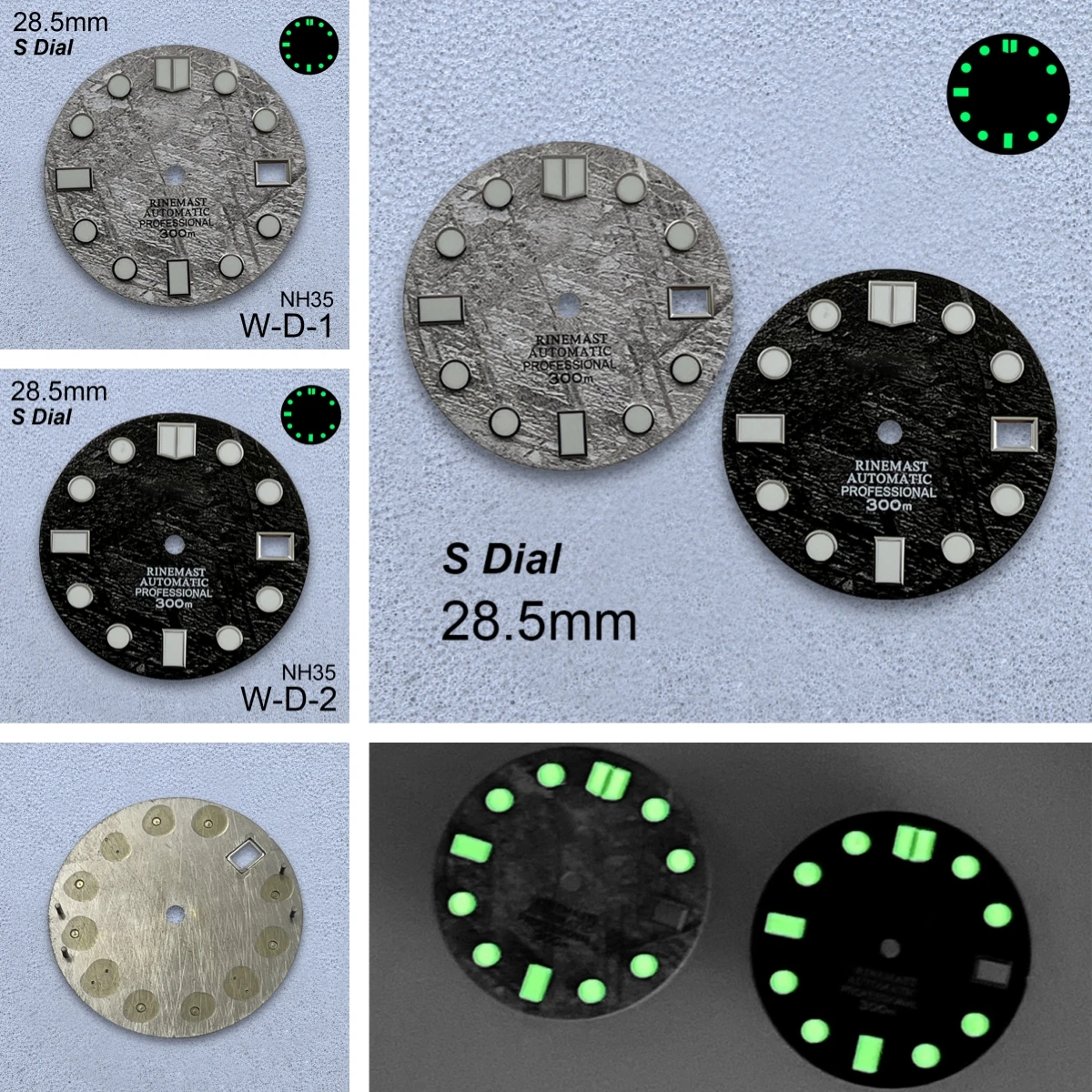 

28.5mm S Logo Meteorite Dial Fit NH35/NH36/4R/7S Japanese Movement C3 Green Luminous High-Quality Watch Modification Accessorie