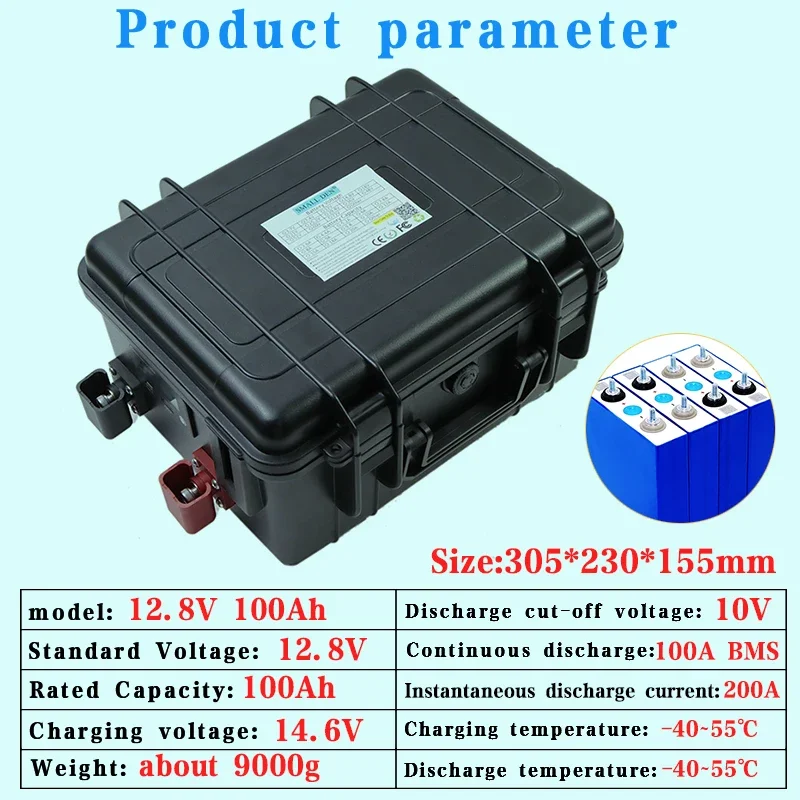 12.8V 100Ah 120AH lithium iron phosphate battery 12V 4s lithium iron phosphate inverter car battery USB3.0 output 14.6V charger