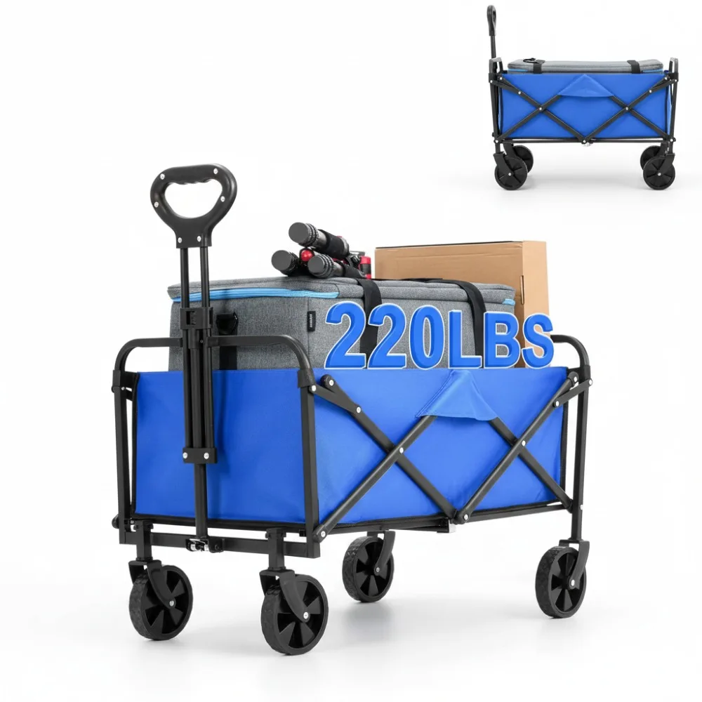 

Collapsible Foldable Wagon Cart with Wheels, Heavy-Duty Utility for Beach Garden Sports Shopping Outdoor