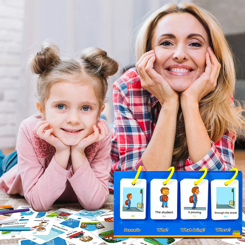 Juego de calendario de tabla de bolsillo para aprendizaje de inglés para niños de 3 a 10 años, juegos de rompecabezas de construcción de frases, juegos de palabras, tarjetas Flash fonéticas