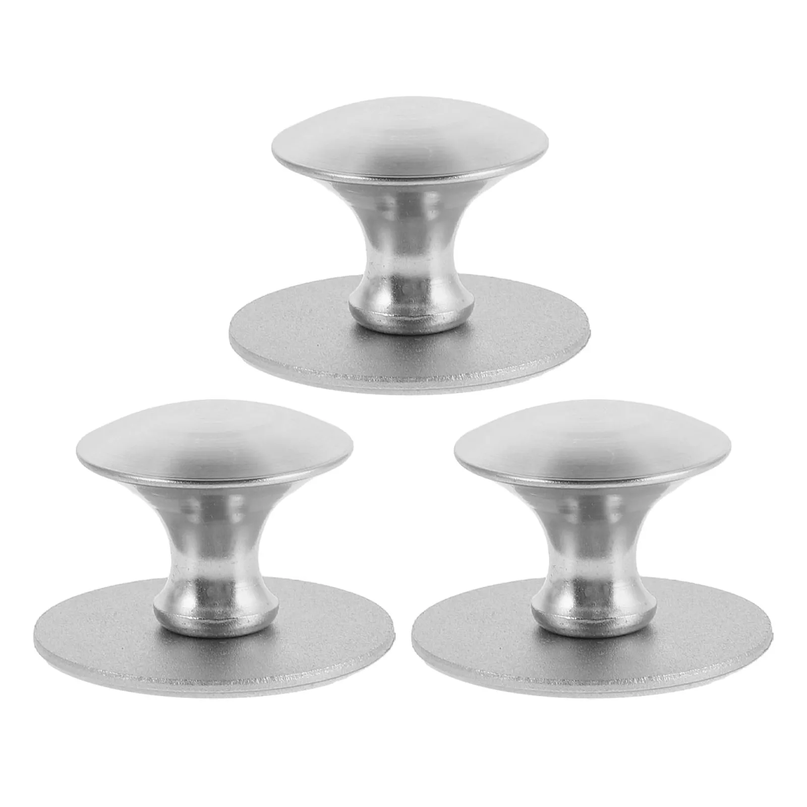 3Pcs Self Adhesive Stainless Steel Cabinet Handles No Drill Round Pulls for Drawer Wardrobe Glass Door Stick on