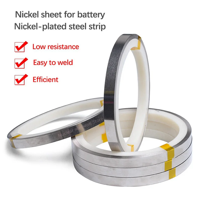 

AA81-2X 10M 18650 Li- Battery Nickel Sheet Plate Nickel Plated Steel Belt Strip Connector Spot Welding Machine(0.1X5X10M)