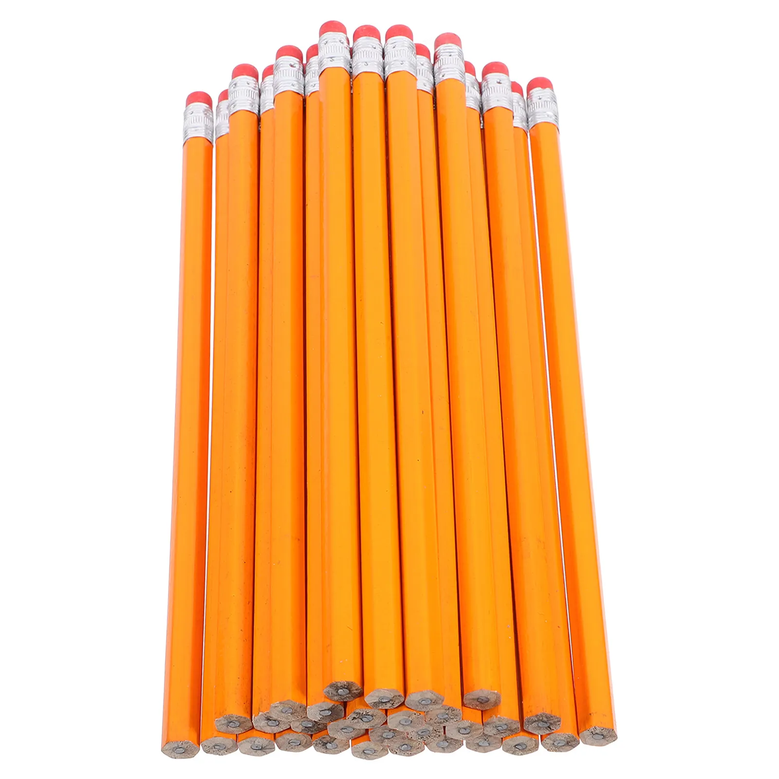 100Pcs Wood Pencils with Attached Erasers Long Bulk Classroom Supplies Office Drafting Sketching Note Taking Pencils