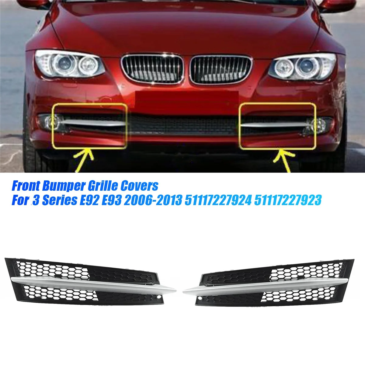 Rechter Voorbumper Onderste Grille En Trimstrook Voor Bmw 3 Serie X5 E92 Lci E93 Lci 2006-2013 51117227924