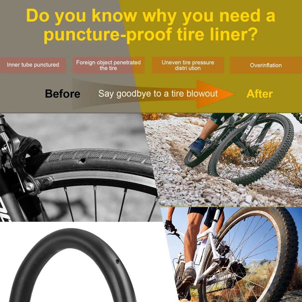Bicycle TPU Anti-Puncture Tire Liner Self-Adhesive Inner Tube Protector Pad for Road Bike MTB Fatbike 23-110mm