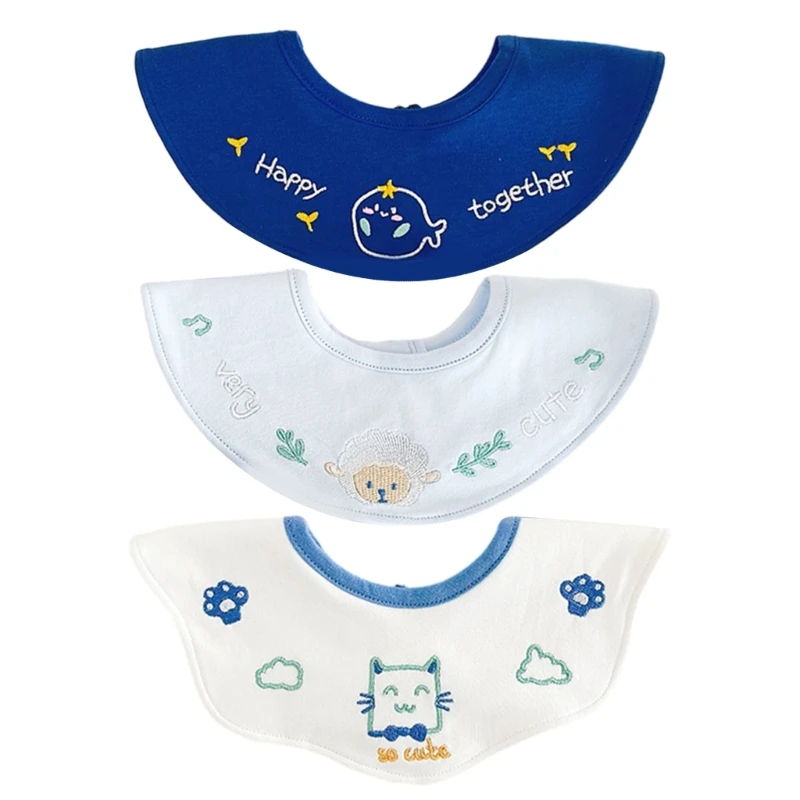 

3Pcs Baby Cotton Drooling Cloths Set Waterproof & Adjustable Newborn Bibs Stylish Baby Drooling Cloths for Boys Girs