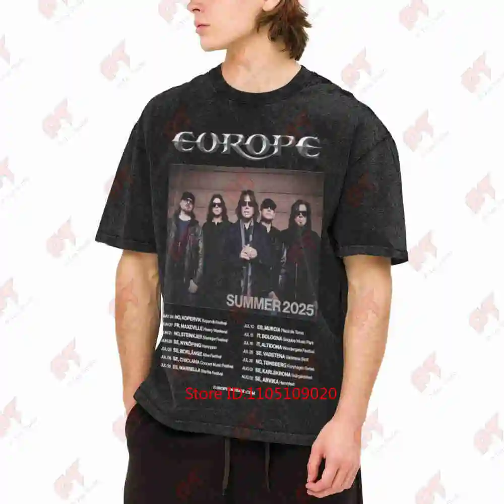 Europe 2025 Summer Tour Vintage Washed Tee Pure Cotton T-Shirt