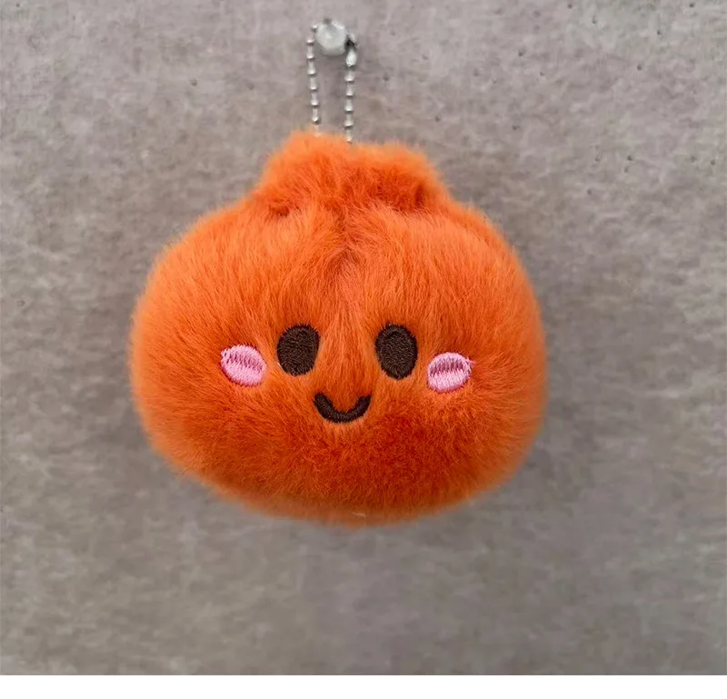 30pcs/lot 8cm Cute Colorful Stress‑Relief Steamed Bun Plush Keychains Cartoon Food Soup Dumpling Plush Doll Toys