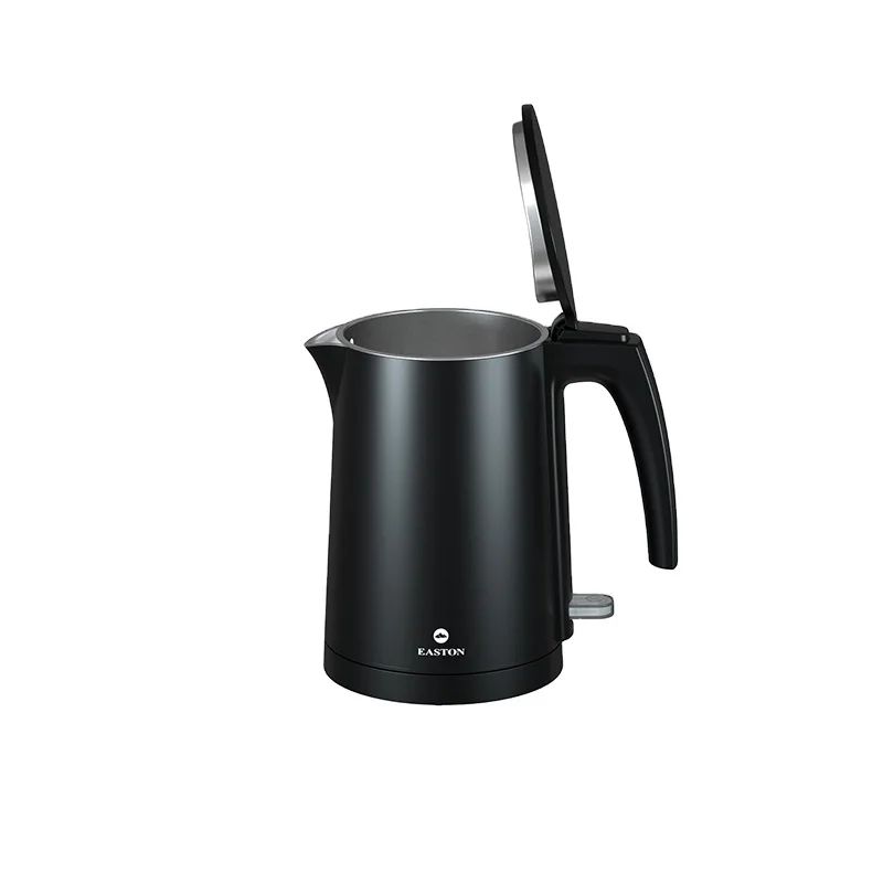 Hotel Bedroom Service Stainless Steel Matt Black Electric Kettle With Double Wall Design