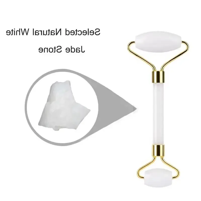 White jade Eyes Mask Face Massager Roller Guasha Scraper Natural Stone Cold Therapy Eye Relaxing Facial Massage Sleep Tools