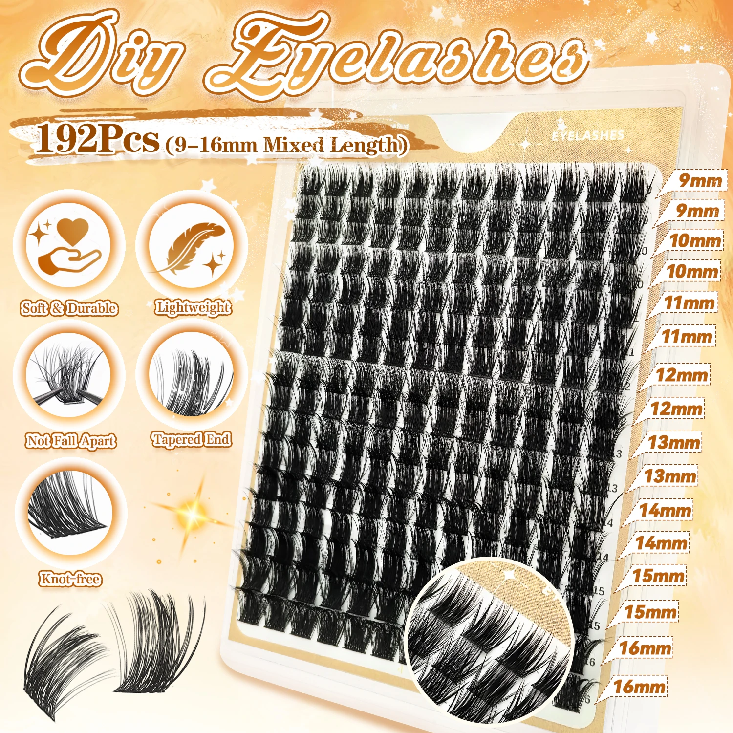 ボリュームラッシュキット – 究極のふわふわ感のための192個のクラスター！ パーティーレディな魅力で、目を引くメイクアップを演出しましょう