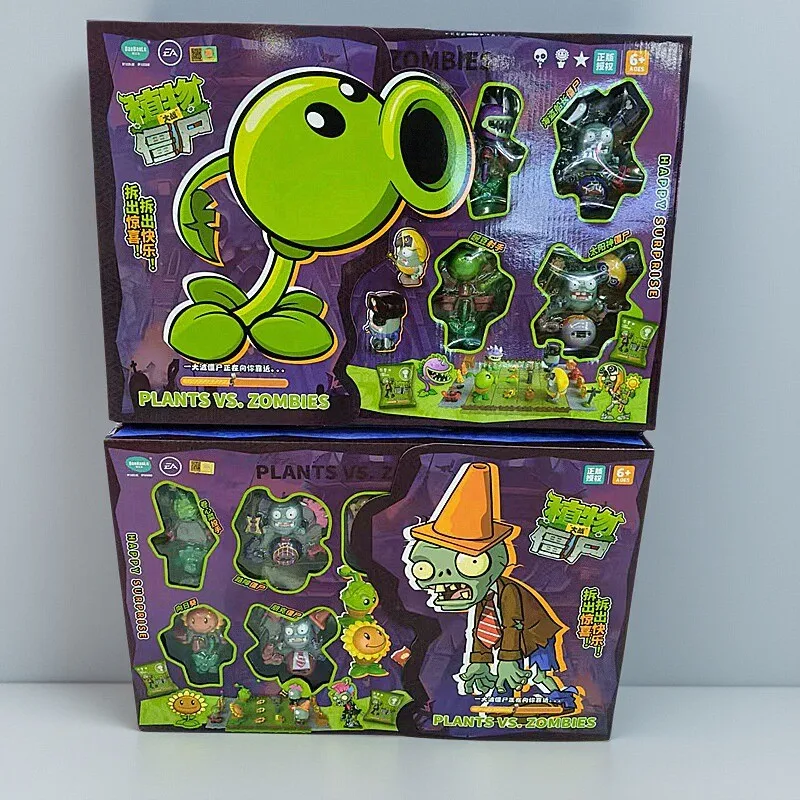 New Plants Vs. Zombies 2 Assembled  Chomper Peashooter Ra Zombie Boy  Game Character Assembly Toy Scene Toy Set Children'S  Gift