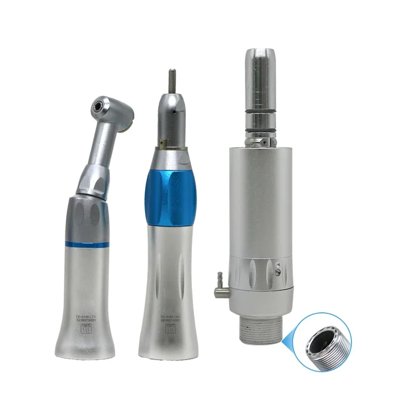 HEXION 3Pcs/Kit Low Speed Handpiece Kits, E-generator micromotor,Push Button Contra Angle, External Water Spray,2/ 4Holes