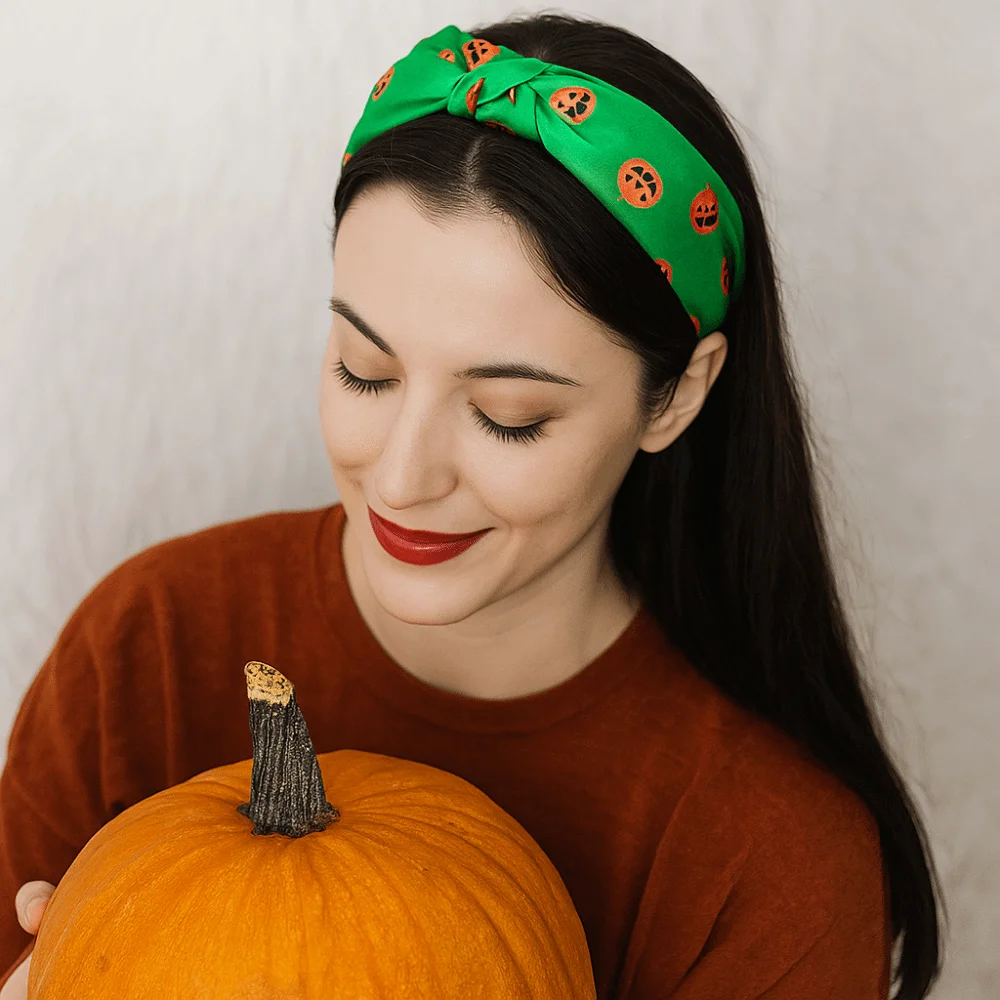 Horrible Pumpkin Head Headband Gothic Festival Wear Halloween Hair Hoop Spider Web Cartoon Ghost Print Hairband Photo Prop