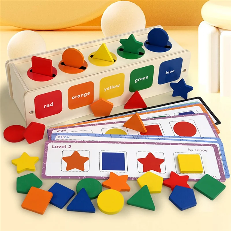 B05B-Montessori Scatola di abbinamento per l'apprendimento dell'ordinamento dei colori e delle forme per i più piccoli di 1-3 anni