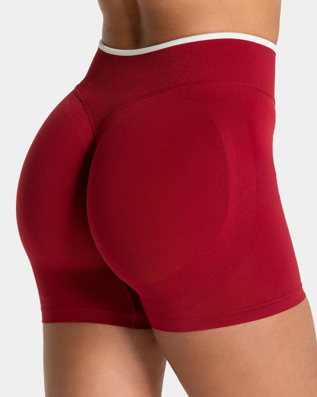 Nahtlose weiße Yogashorts mit Farbblock-Design für Damen, hohe Taille, Po-Lifting-Effekt, Workout-Gym-Shorts, Laufshorts, Leggings zum Einzeltragen – Detail 19
