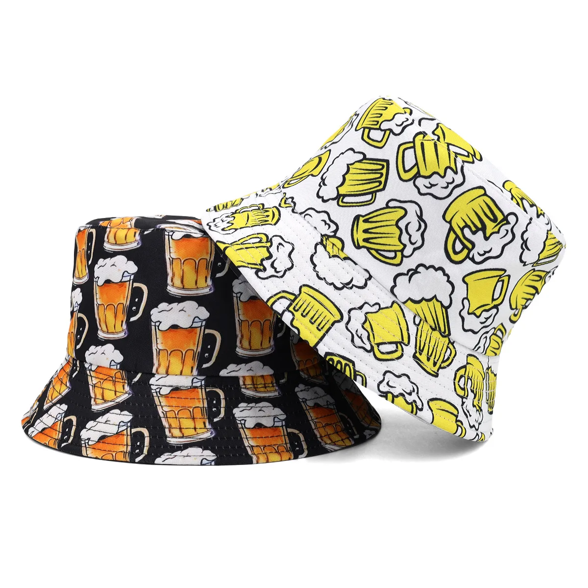 Beer Print Bucket Hat Festival Party Decorate Fisherman Hat Women Men Summer Outdoor Sun Protection Panama Reversible Sun Gorras