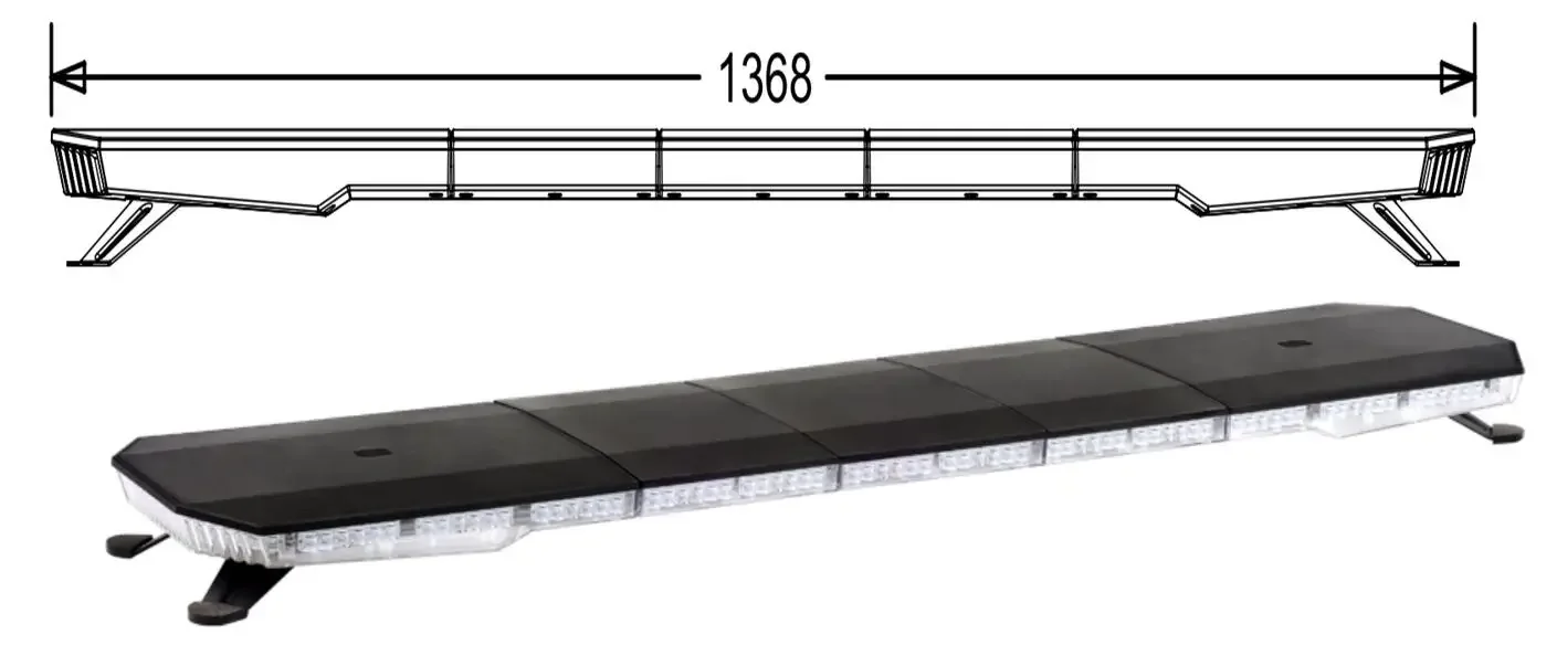 Barra de luz LED de advertencia de 54 pulgadas de largo con 51 patrones de flash para camión, ambulancia, coche de emergencia